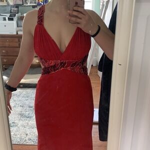Red Sequin Formal Gown Niki Livin Maxi Dress Evening Party Prom
